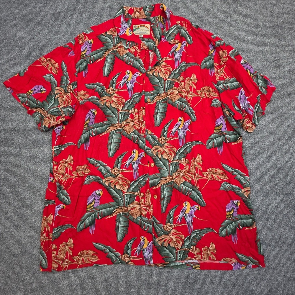 PARADISE FOUND Magnum PI Jungle Bird Red Hawaiian Shirt Mens 2XL Tom Selleck